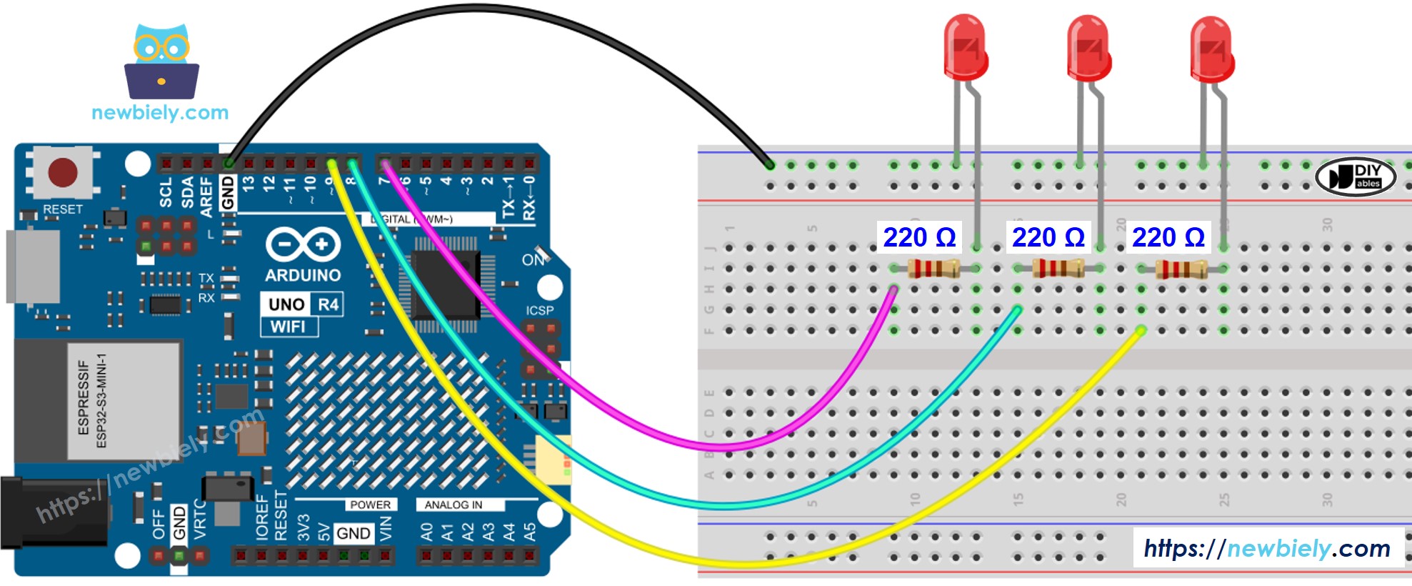 ARDUINO ULN 2003 4 LED 3MM INDICADORES
